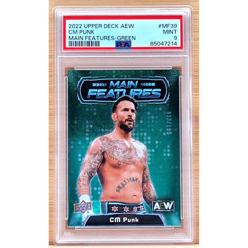2022 UPPER DECK AEW CM PUNK MAIN FEATURES GREEN D/199 PSA 9